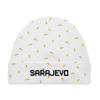 SARAJEVO Bosnien Bosnia - Baby Premium Organic Mütze - Weiß/Zitronengelb - Vorne
