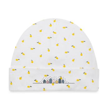 Stadt im Winter in Pastellfarben - Baby Premium Organic Mütze - Weiß/Zitronengelb - Vorne