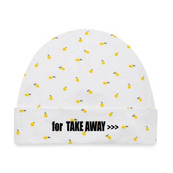 FOR TAKE AWAY - Baby Premium Organic Mütze - Weiß/Zitronengelb - Vorne