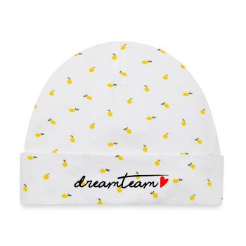 Dreamteam rotem Herz - Baby Premium Organic Mütze - Weiß/Zitronengelb - Vorne