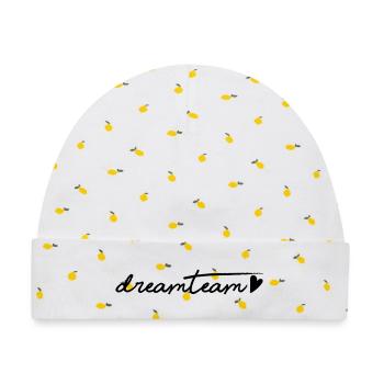 Dreamteam schwarzem Herz - Baby Premium Organic Mütze - Weiß/Zitronengelb - Vorne