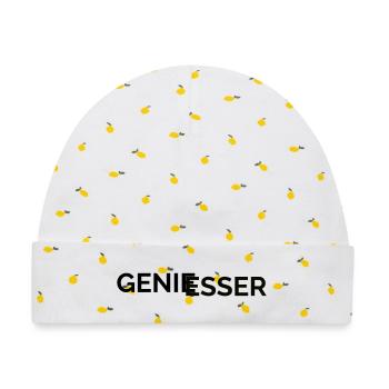 Genießer - Baby Premium Organic Mütze - Weiß/Zitronengelb - Vorne