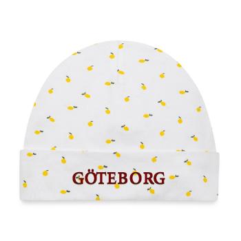 Göteborg Rot-blau - Baby Premium Organic Mütze - Weiß/Zitronengelb - Vorne