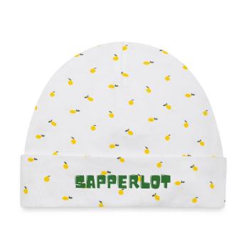 Sapperlot - Wortschätze - vergessene Wörter - Baby Premium Organic Mütze - Weiß/Zitronengelb - Vorne
