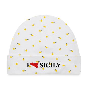 I love Sicily - Baby Premium Organic Mütze - Weiß/Zitronengelb - Vorne