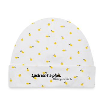 Luck Isn´t A Plan Margins Are Shirt - Baby Premium Organic Mütze - Weiß/Zitronengelb - Vorne