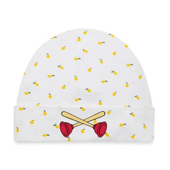 Pömpel crossed - Baby Premium Organic Mütze - Weiß/Zitronengelb - Vorne