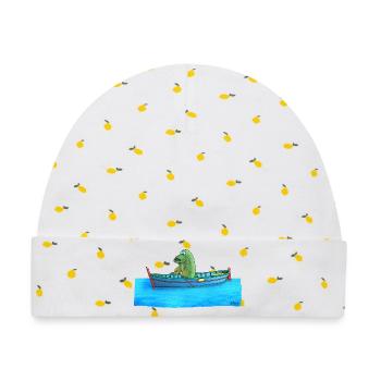 Hecht im Ruderboot - Baby Premium Organic Mütze - Weiß/Zitronengelb - Vorne