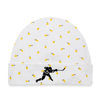 Eishockey - Baby Premium Organic Mütze - Weiß/Zitronengelb - Vorne