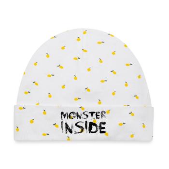 Monster Inside - Baby Premium Organic Mütze - Weiß/Zitronengelb - Vorne