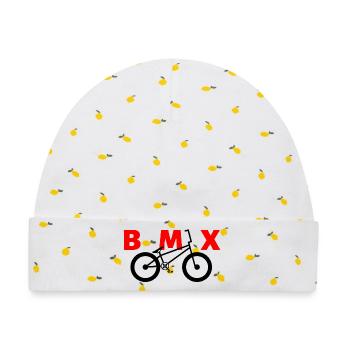 BMX Dirt-Jump Shirt für Kinder & Biker - Baby Premium Organic Mütze - Weiß/Zitronengelb - Vorne