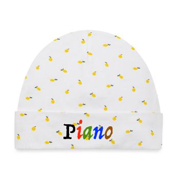 piano - Baby Premium Organic Mütze - Weiß/Zitronengelb - Vorne