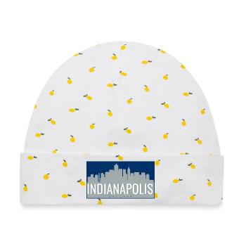 Indianapolis Skyline Nacht - Baby Premium Organic Mütze - Weiß/Zitronengelb - Vorne