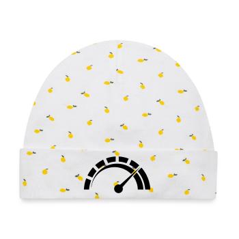 Tachometer des Sportwagen-Vektor-Designs - Baby Premium Organic Mütze - Weiß/Zitronengelb - Vorne