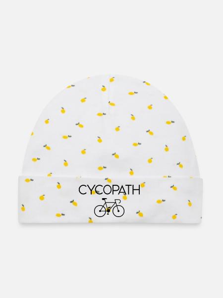 Geschenke für Radfahrer – Cycopath - Baby Premium Organic Mütze - Weiß/Zitronengelb