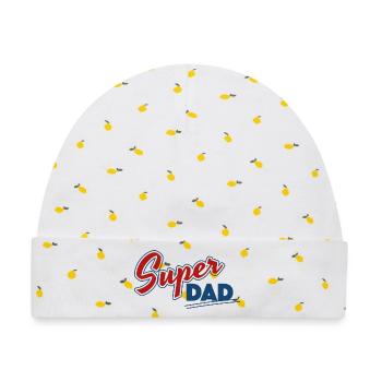 Super Dad Design - Baby Premium Organic Mütze - Weiß/Zitronengelb - Vorne