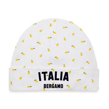 BERGAMO Italia Italien Italy - Baby Premium Organic Mütze - Weiß/Zitronengelb - Vorne