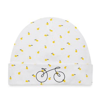 Fahrrad Linie - Baby Premium Organic Mütze - Weiß/Zitronengelb - Vorne