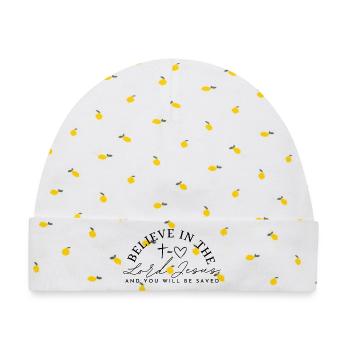 Believe in Jesus - Baby Premium Organic Mütze - Weiß/Zitronengelb - Vorne