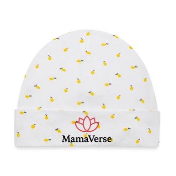 MamaVerse Asia v1. - Baby Premium Organic Mütze - Weiß/Zitronengelb - Vorne