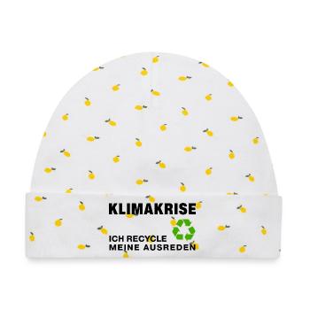 Klimakrise – ich recycle meine Ausreden - Baby Premium Organic Mütze - Weiß/Zitronengelb - Vorne