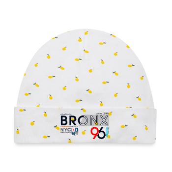 Urban Bronx Streetwear Design - Baby Premium Organic Mütze - Weiß/Zitronengelb - Vorne