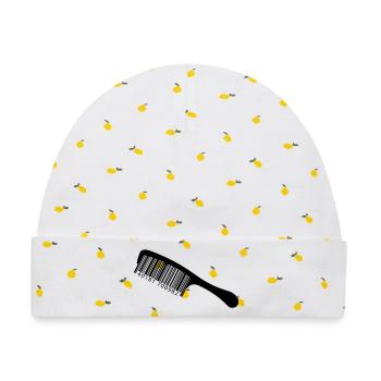 Illustrationskamm mit Barcode - Baby Premium Organic Mütze - Weiß/Zitronengelb - Vorne