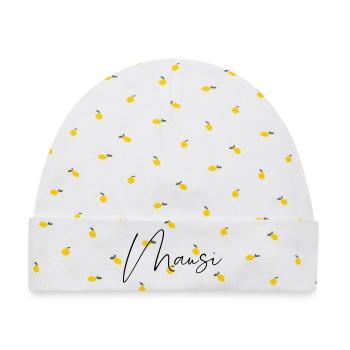 mausi / handschrift design - Baby Premium Organic Mütze - Weiß/Zitronengelb - Vorne
