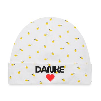 Herzhaftes Danke Design für Dankbarkeit - Baby Premium Organic Mütze - Weiß/Zitronengelb - Vorne