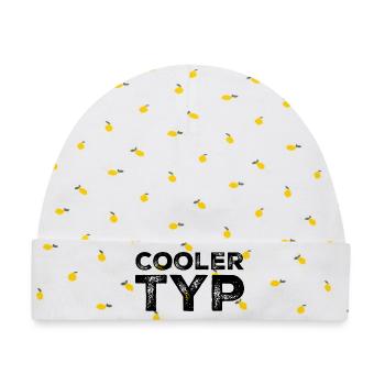 Cooler Typ Lustiger Spruch - Baby Premium Organic Mütze - Weiß/Zitronengelb - Vorne