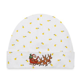 Weihnachtsschlitten mit Rentieren - Baby Premium Organic Mütze - Weiß/Zitronengelb - Vorne