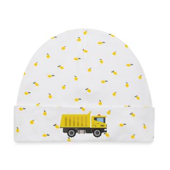 Lkw - Baby Premium Organic Mütze - Weiß/Zitronengelb - Vorne