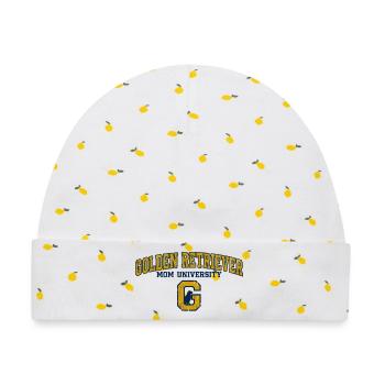 Golden Retriever Mom University Varsity Style - Baby Premium Organic Mütze - Weiß/Zitronengelb - Vorne
