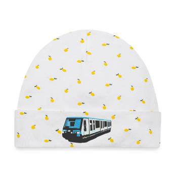 Pariser Metro MP89 - Baby Premium Organic Mütze - Weiß/Zitronengelb - Vorne