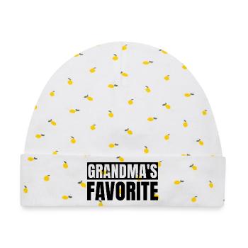 Favorite Grandchild Funny I'm Grandma's Favorite - Baby Premium Organic Mütze - Weiß/Zitronengelb - Vorne