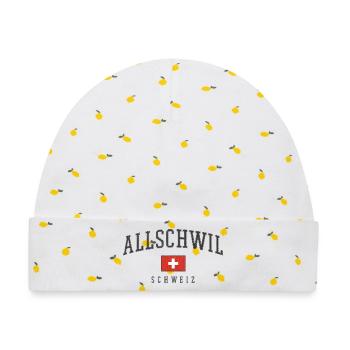 Allschwil Logo Schweizer Flagge - Baby Premium Organic Mütze - Weiß/Zitronengelb - Vorne