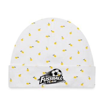 Fussball Team Symbol - Baby Premium Organic Mütze - Weiß/Zitronengelb - Vorne