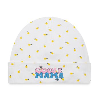 Coole Mama  - Baby Premium Organic Mütze - Weiß/Zitronengelb - Vorne