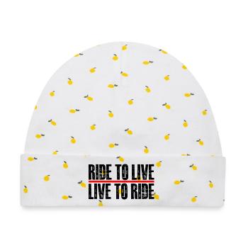 ride to live - live to ride - Baby Premium Organic Mütze - Weiß/Zitronengelb - Vorne