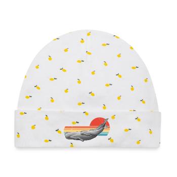 Pottwal Retro Sonnenuntergang - Baby Premium Organic Mütze - Weiß/Zitronengelb - Vorne