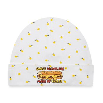Lustiges Käse Sandwich Spruch Design - Baby Premium Organic Mütze - Weiß/Zitronengelb - Vorne