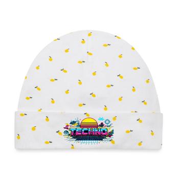 Neon Techno Horizont - Baby Premium Organic Mütze - Weiß/Zitronengelb - Vorne