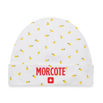 Marokkische Schweizer Flagge - Baby Premium Organic Mütze - Weiß/Zitronengelb - Vorne
