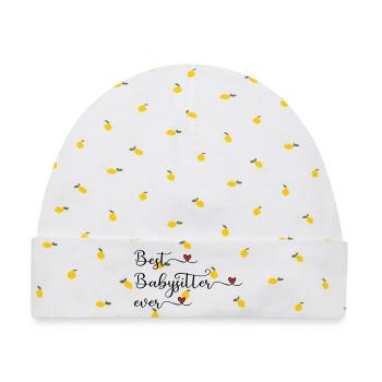 Bester Babysitter - Baby Premium Organic Mütze - Weiß/Zitronengelb - Vorne