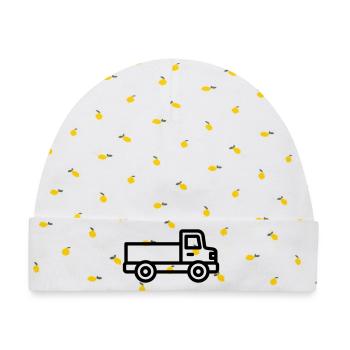 Lkw - Baby Premium Organic Mütze - Weiß/Zitronengelb - Vorne