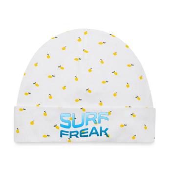 Surf Freak Blue Wave Style - Baby Premium Organic Mütze - Weiß/Zitronengelb - Vorne