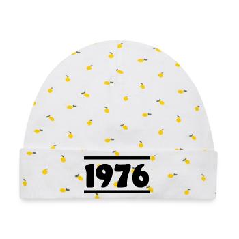 1976 Geburtstag 1976  - Baby Premium Organic Mütze - Weiß/Zitronengelb - Vorne