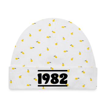 1982 Geburtstag 1982  - Baby Premium Organic Mütze - Weiß/Zitronengelb - Vorne