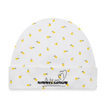 HIMMELSRAUM – Spirituelles Statement Shirt - Baby Premium Organic Mütze - Weiß/Zitronengelb - Vorne
