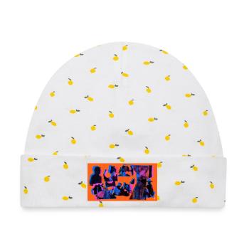 Collage Pop Silhouetten - Baby Premium Organic Mütze - Weiß/Zitronengelb - Vorne